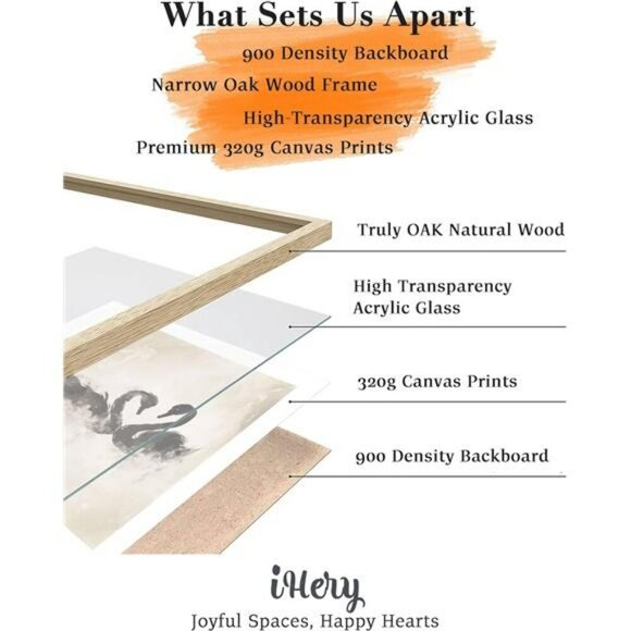 Swan Framed Wall Art 12x16 Oak Wood Print Cottagecore Kids Room Home Decor - Picture 2 of 8